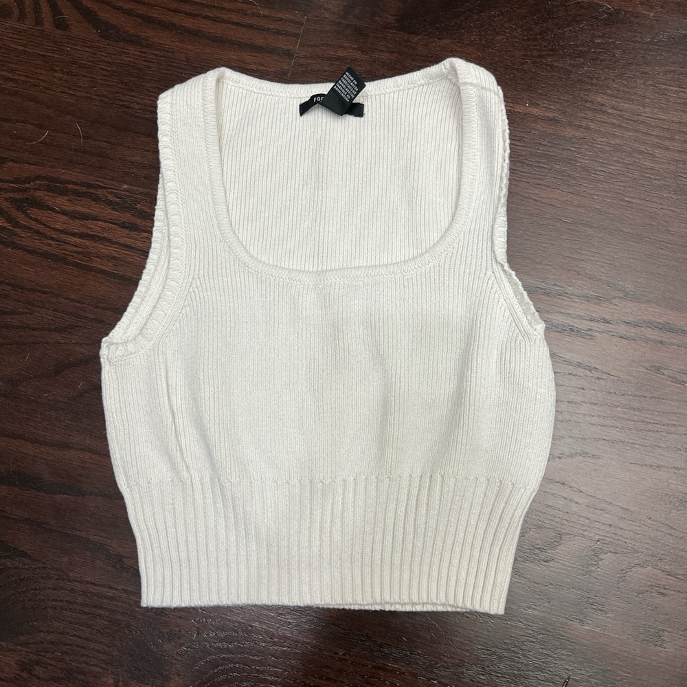 Forever 21 White Sleeveless Knit Top